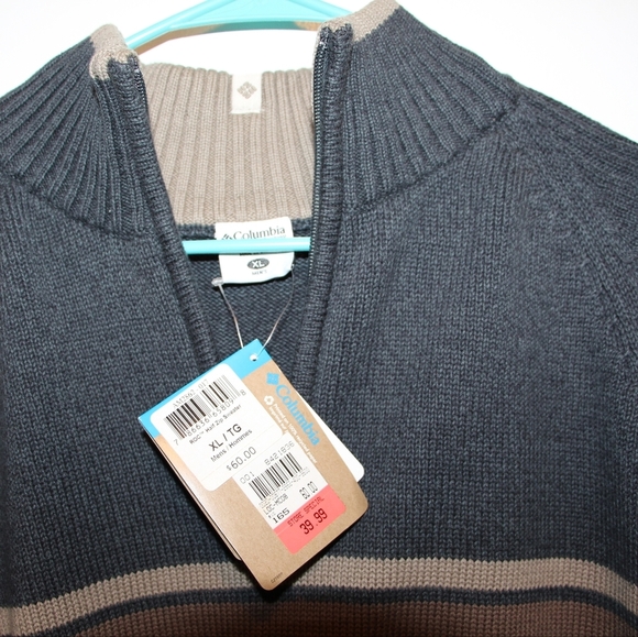 Mens Grey Columbia Quarter Zip Sweatshirt - Picture 6 of 6